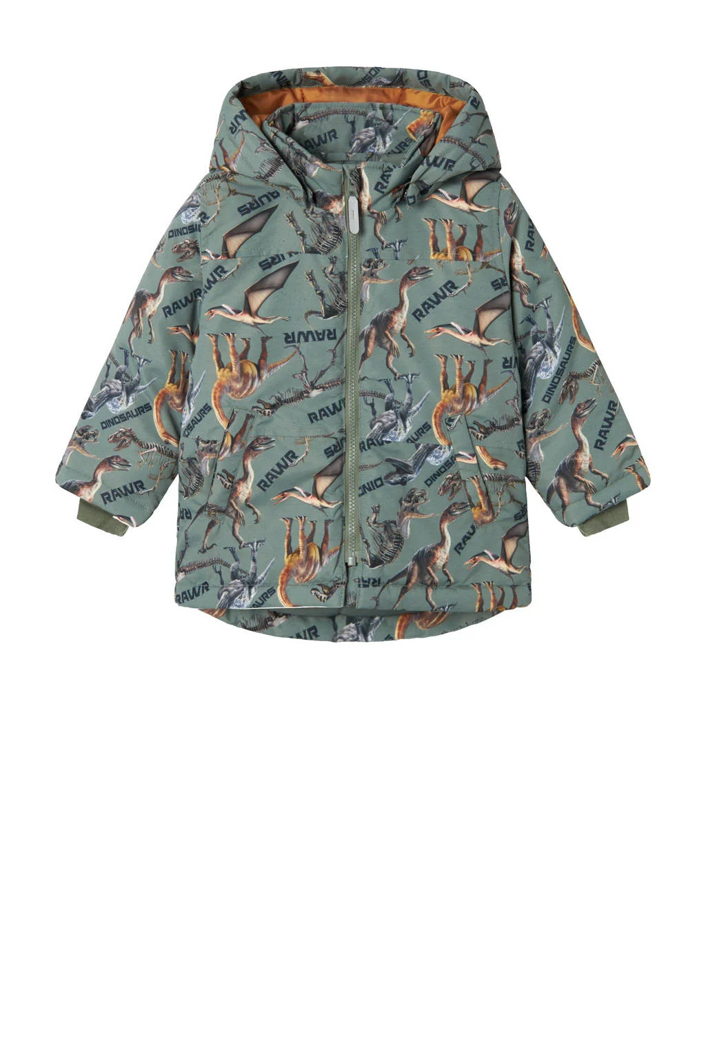 NAME IT winterjas NMMMAX met all over print zachtgroen/bruin/oranje