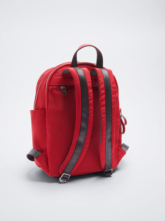 Mochila de nylon com coração - Vermelha