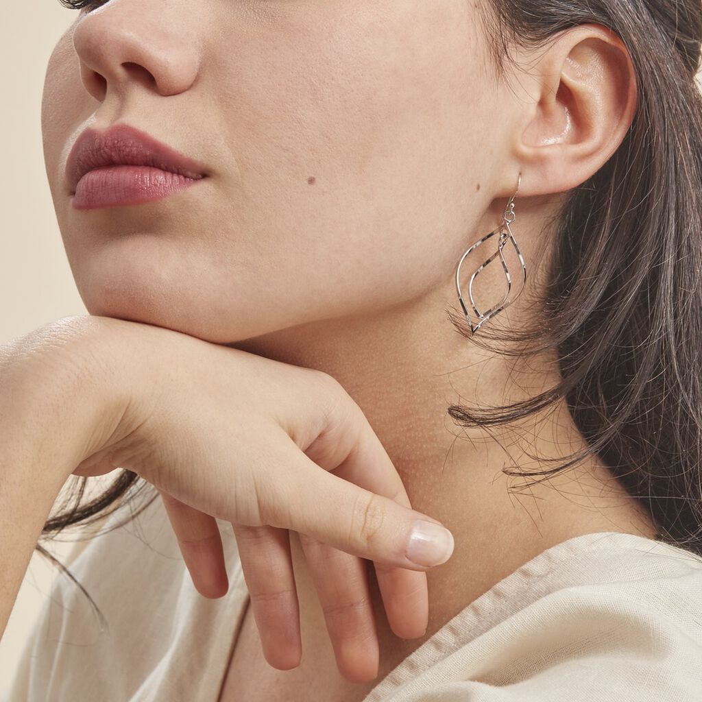 Boucles D'oreilles Pendantes Charlyn Argent Blanc