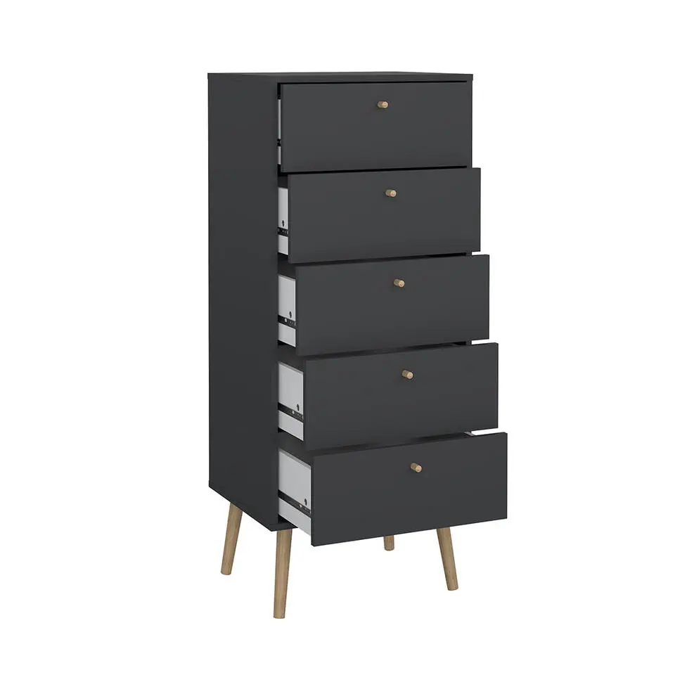 Hioshop Bodo kommode 5 lades matgrijs