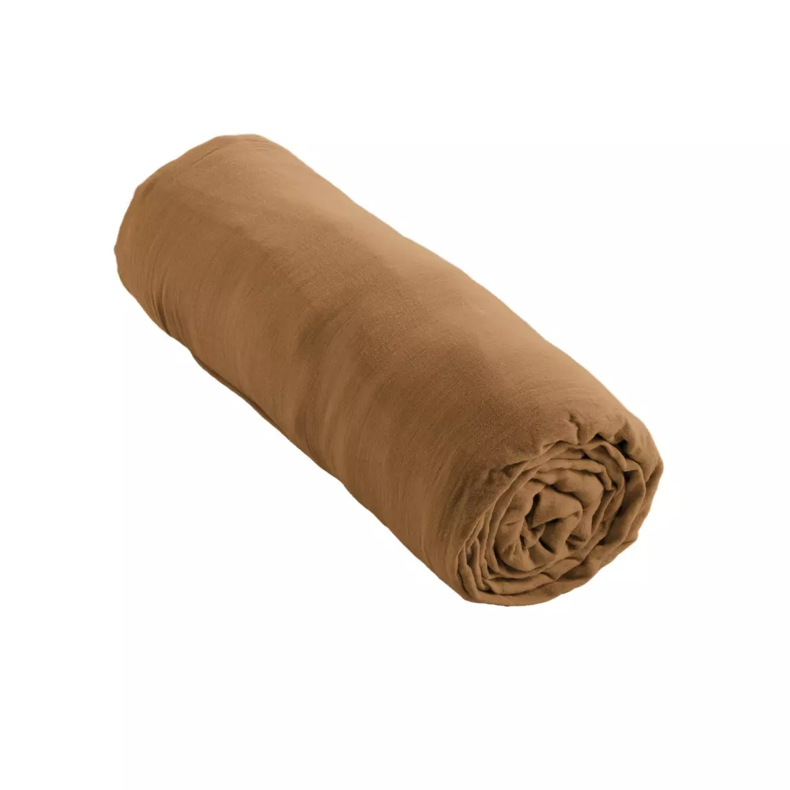 Drap housse gaze de coton (180 x 200 cm) Gaïa Camel