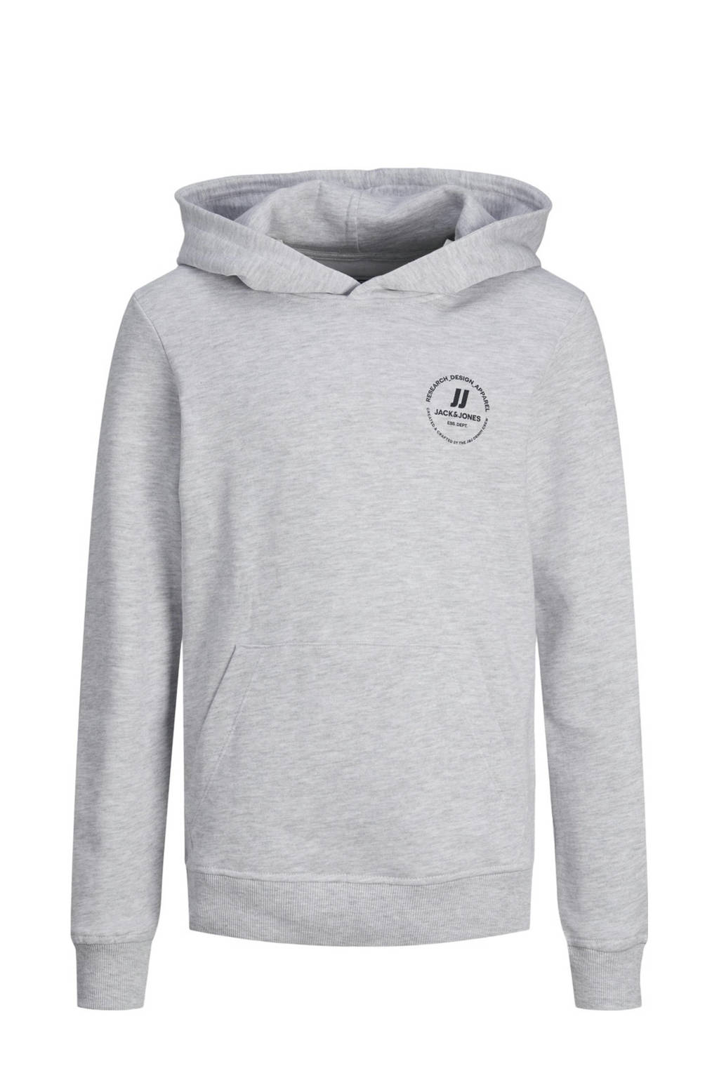 JACK & JONES hoodie JJESWIFT met printopdruk wit melange
