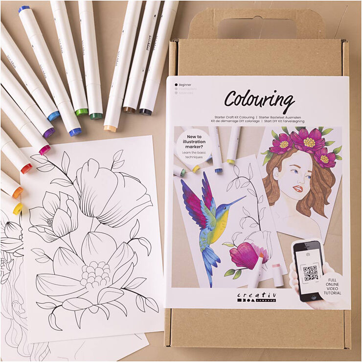 Creativ Company Start DIY Kit Farvelægning, Tegnetusch