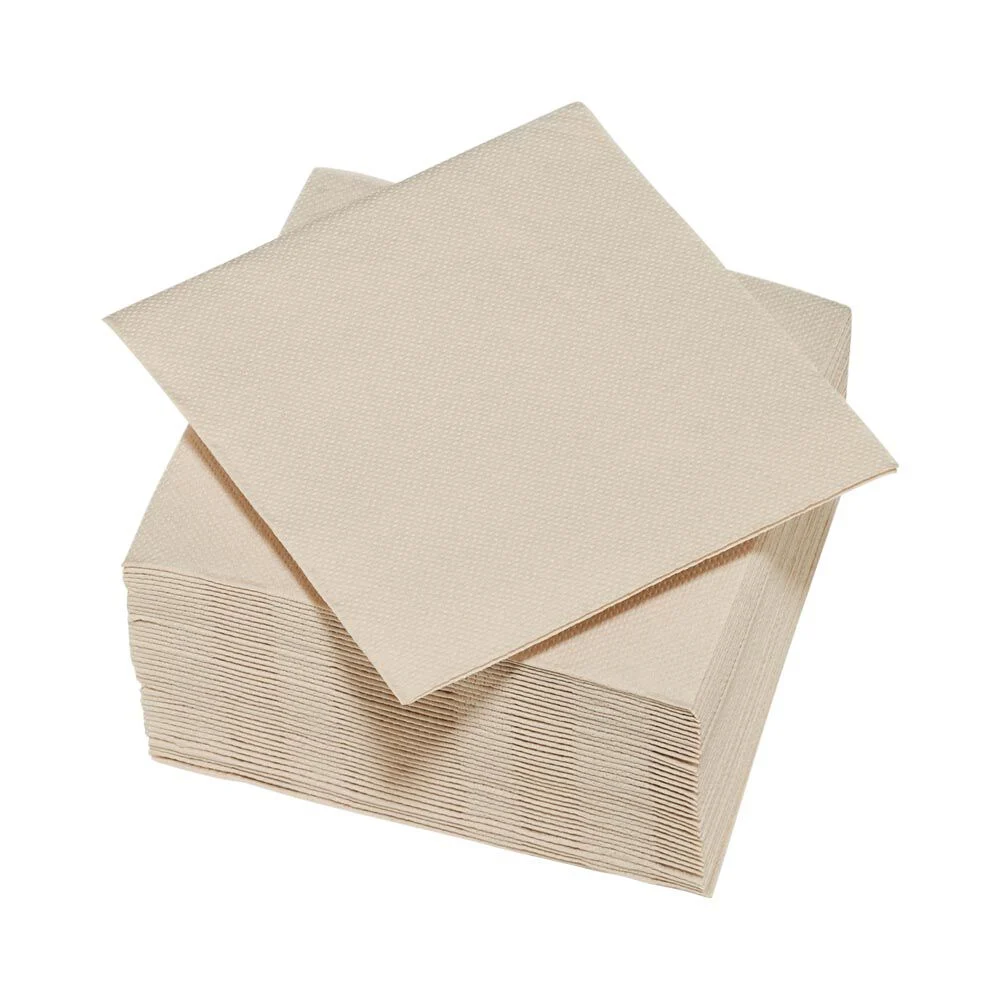 Serviette cocktail carrée blanc lin 2 plis en papier x40