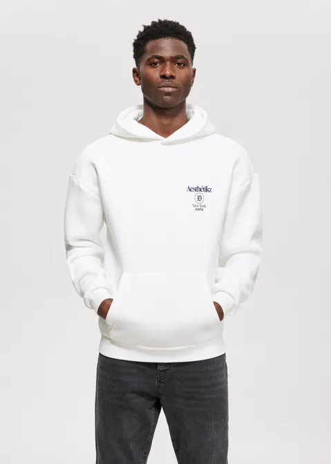 Hoodie met print new york off-white (WIT.O)