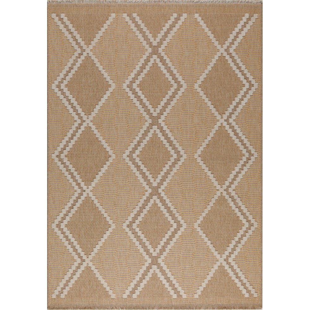 Tapis intérieur extérieur aspect jute jaune tulum 9048 290 x 200 cm