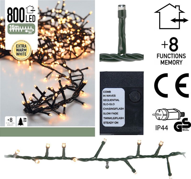 Nampook Kerstverlichting Micro Cluster - 800 LED Lampjes - Extra Warm Wit - 16 Meter