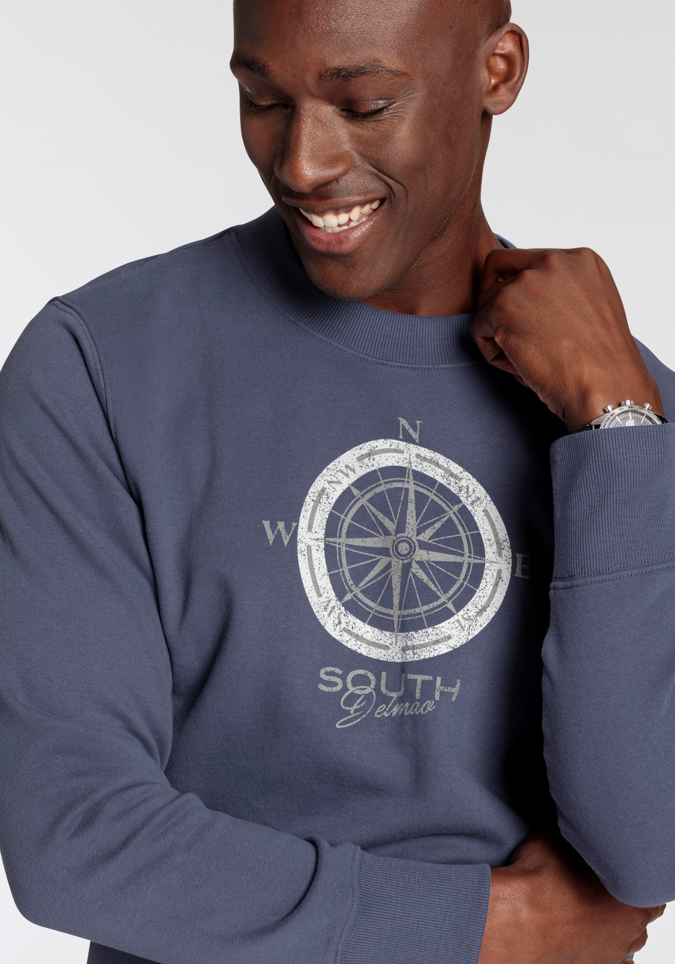 DELMAO Sweatshirt , lange Ärmel,  lässige Passform,  mit Print,  Rundhals