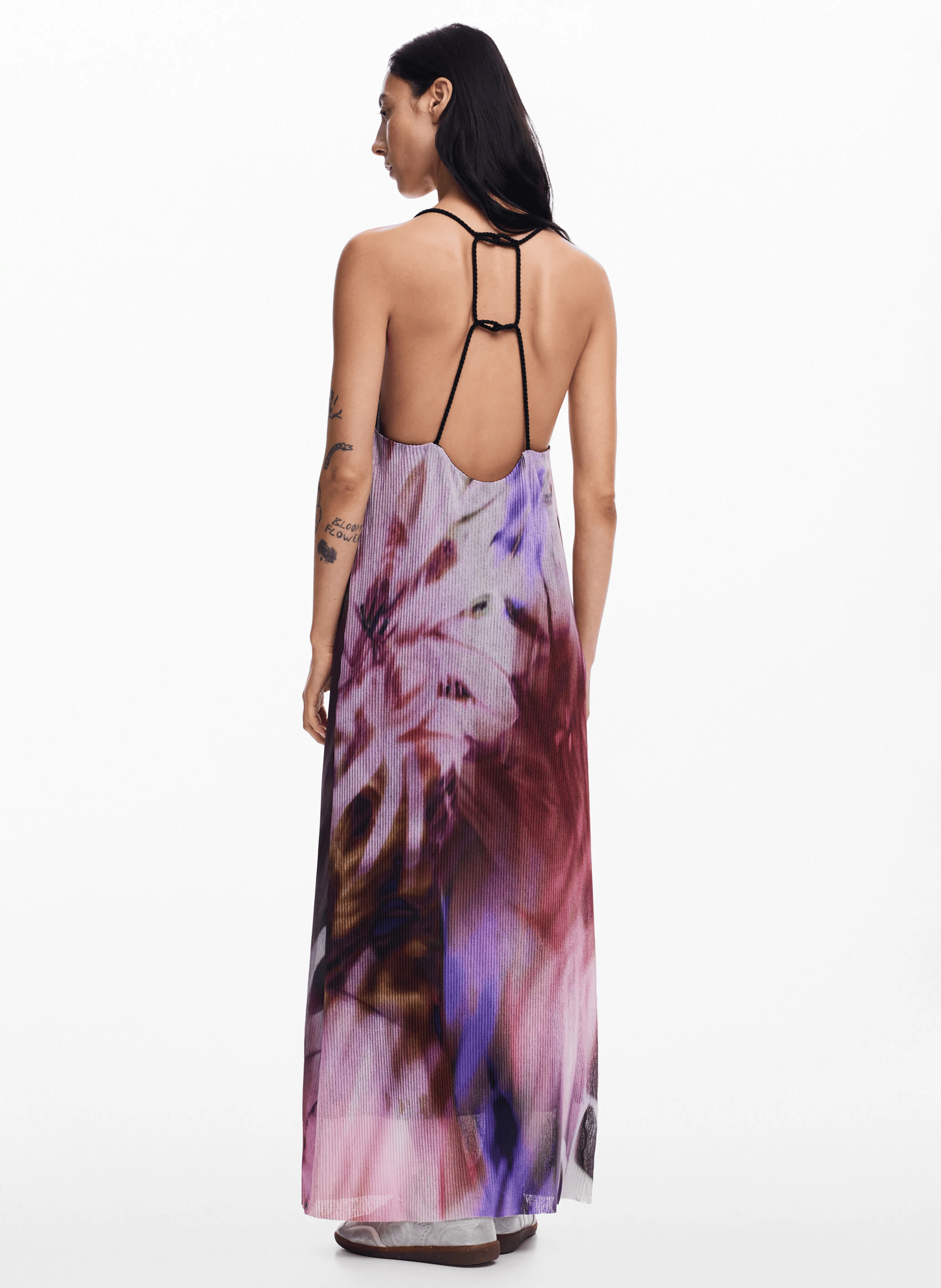 Robe longue sans manches imprimée | Rouge
