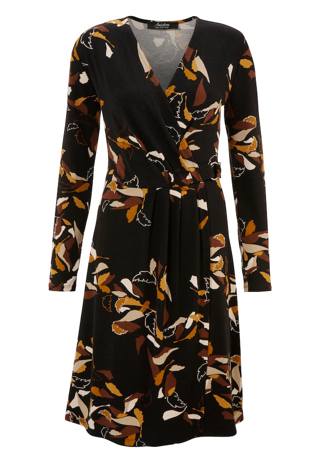 Aniston SELECTED Jerseykleid mit silberfarbenem Zierring am Wickel-Ausschnitt