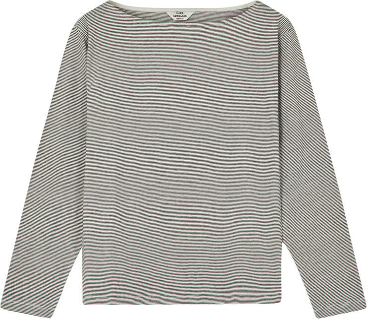 Mads Nørgaard - Copenhagen Crisp Jersey Silke Tee LS Sort og hvid med striber