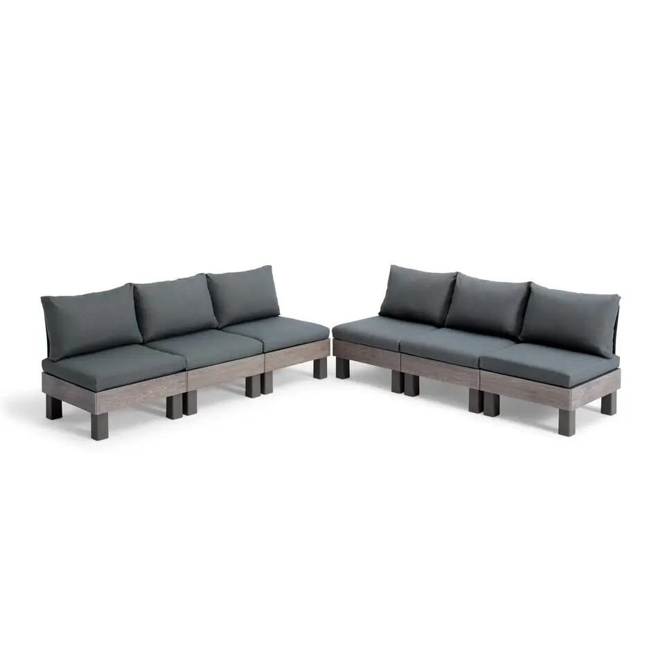 Keter Signature Elements Loungeset 6 personen - met groene kussens - Cappuccino