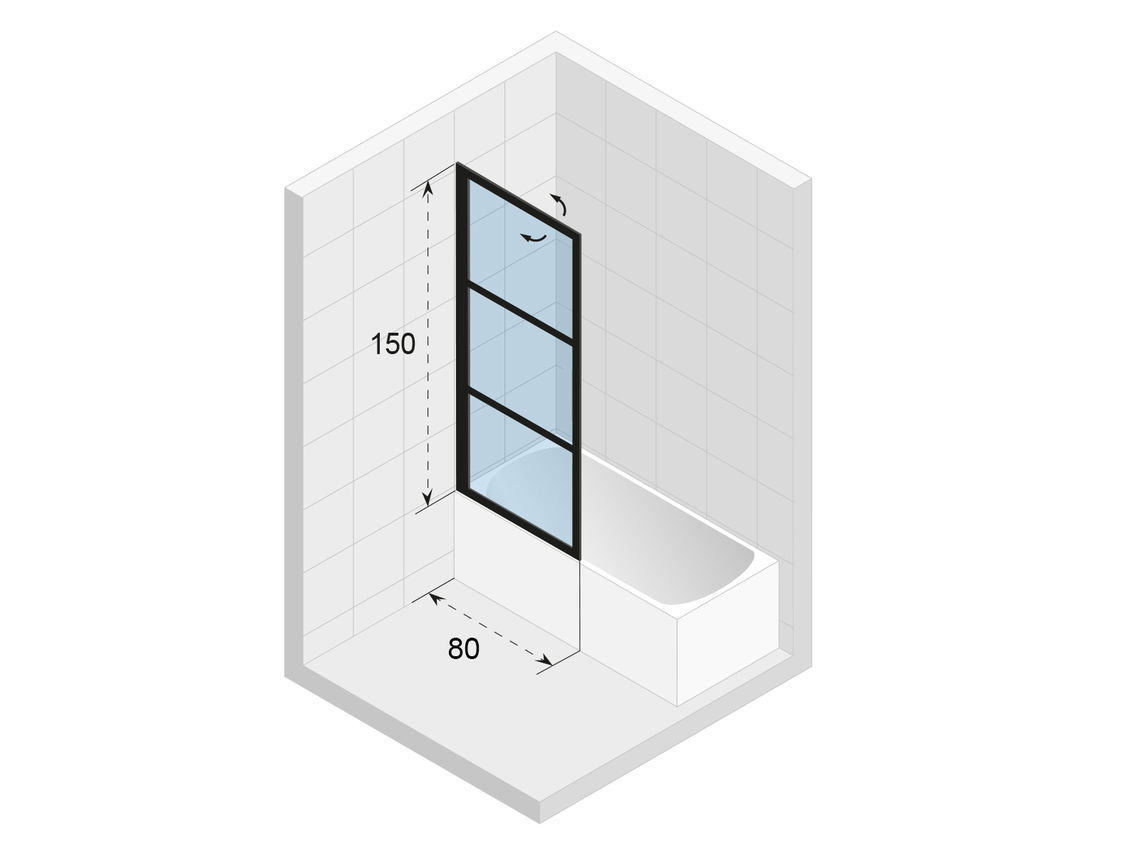 Riho Grid GB501 badwand rechts 80x150 matzwart