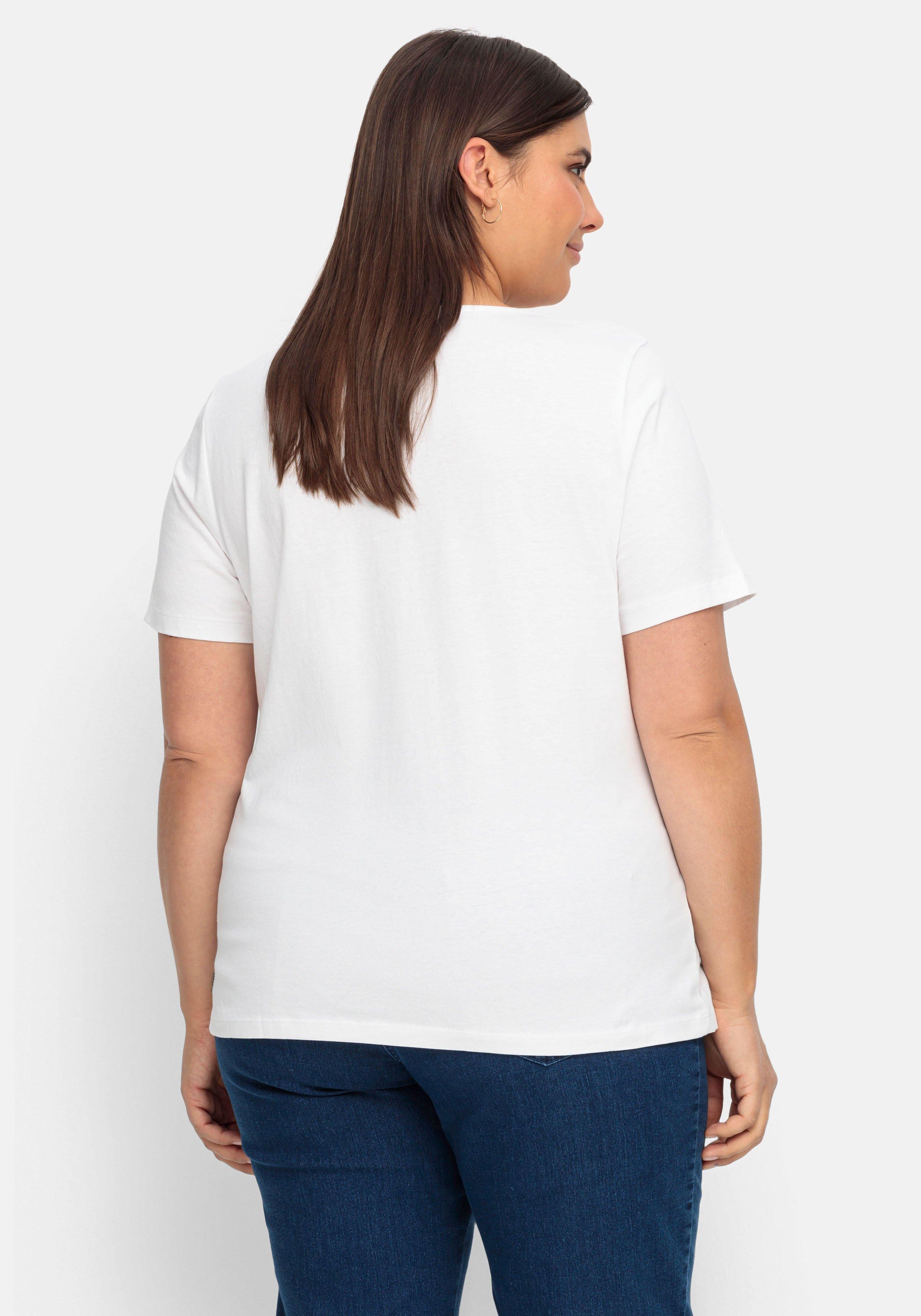 Shirt mit Blumenmuster aus Ziersteinchen vorn