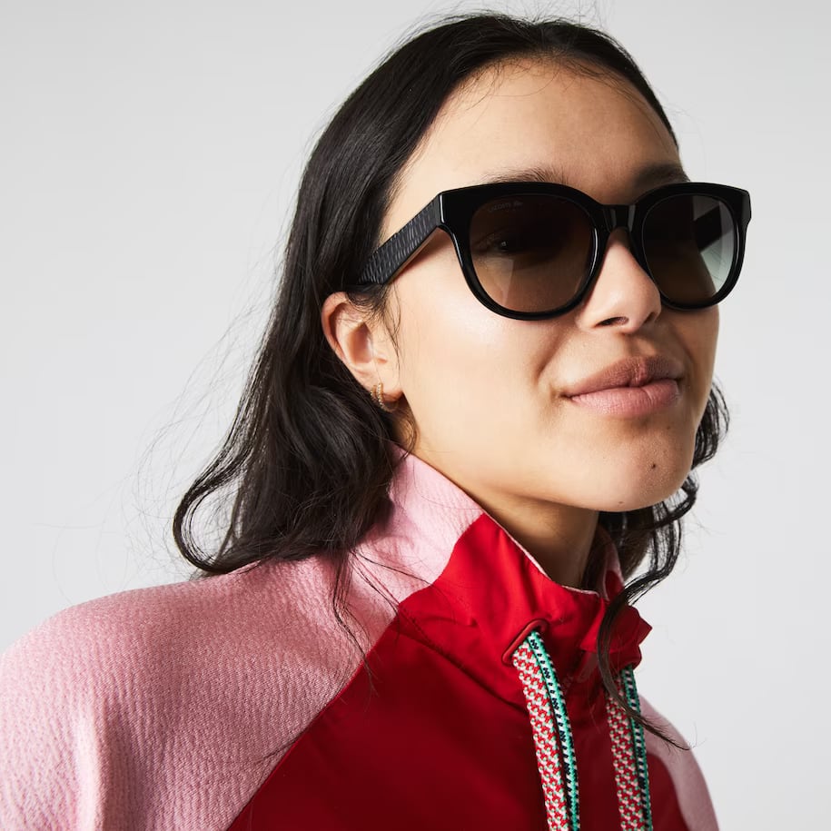 Lunettes de soleil Femme ovales Croco Skin en acétate Lunettes de soleil - Noir - Lacoste - Femme