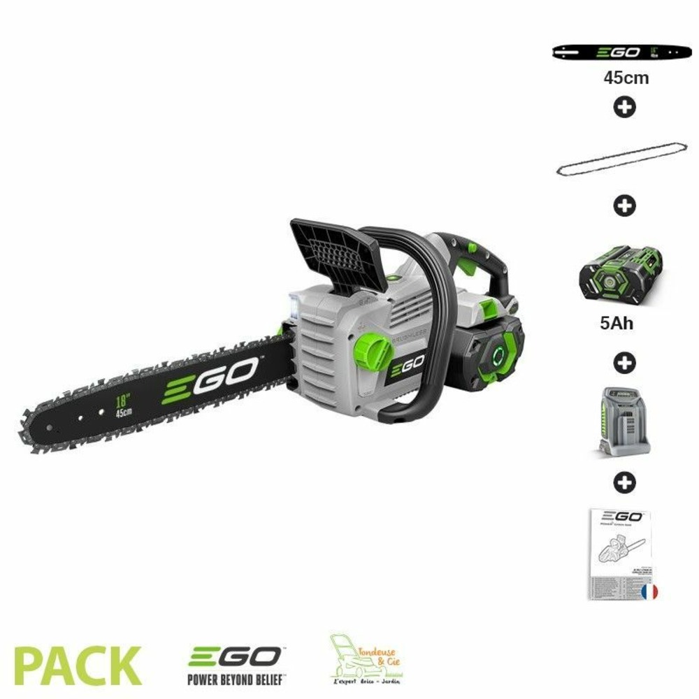 Pack tronconneuse sans fil avec batterie et chargeur guide oregon 45 cm ego power+ cs1800e