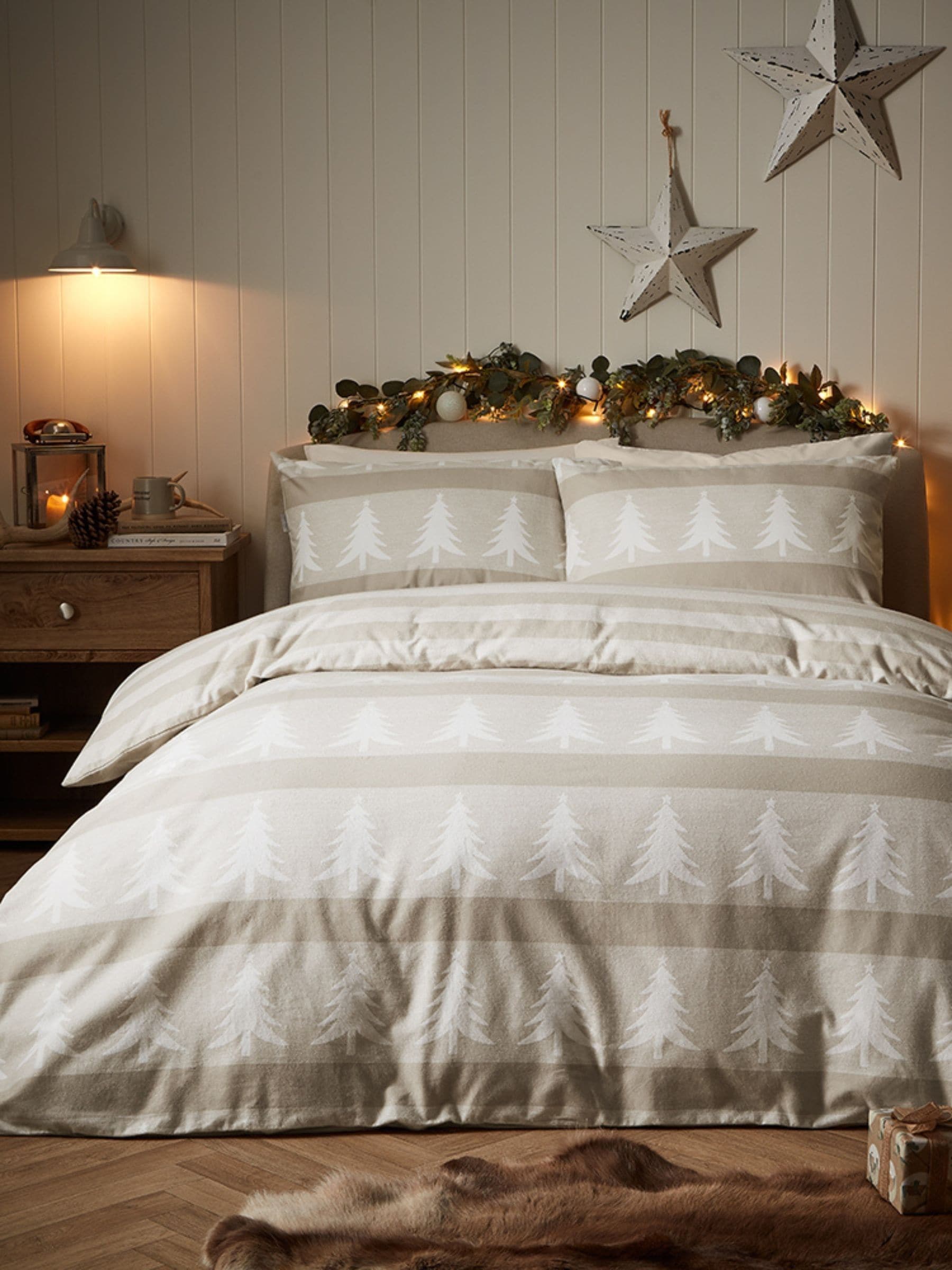 Vantona Christmas Trees Brushed Cotton Quilt Cover Set