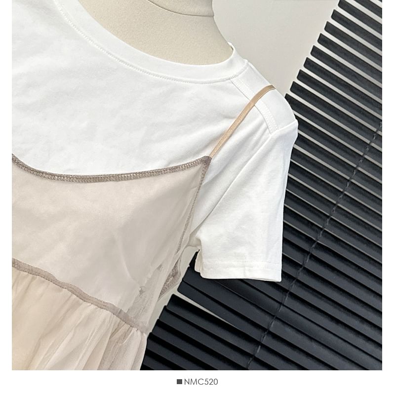 Lemongrass - Mouwloze V-hals mesh lange jurk in 6 kleuren