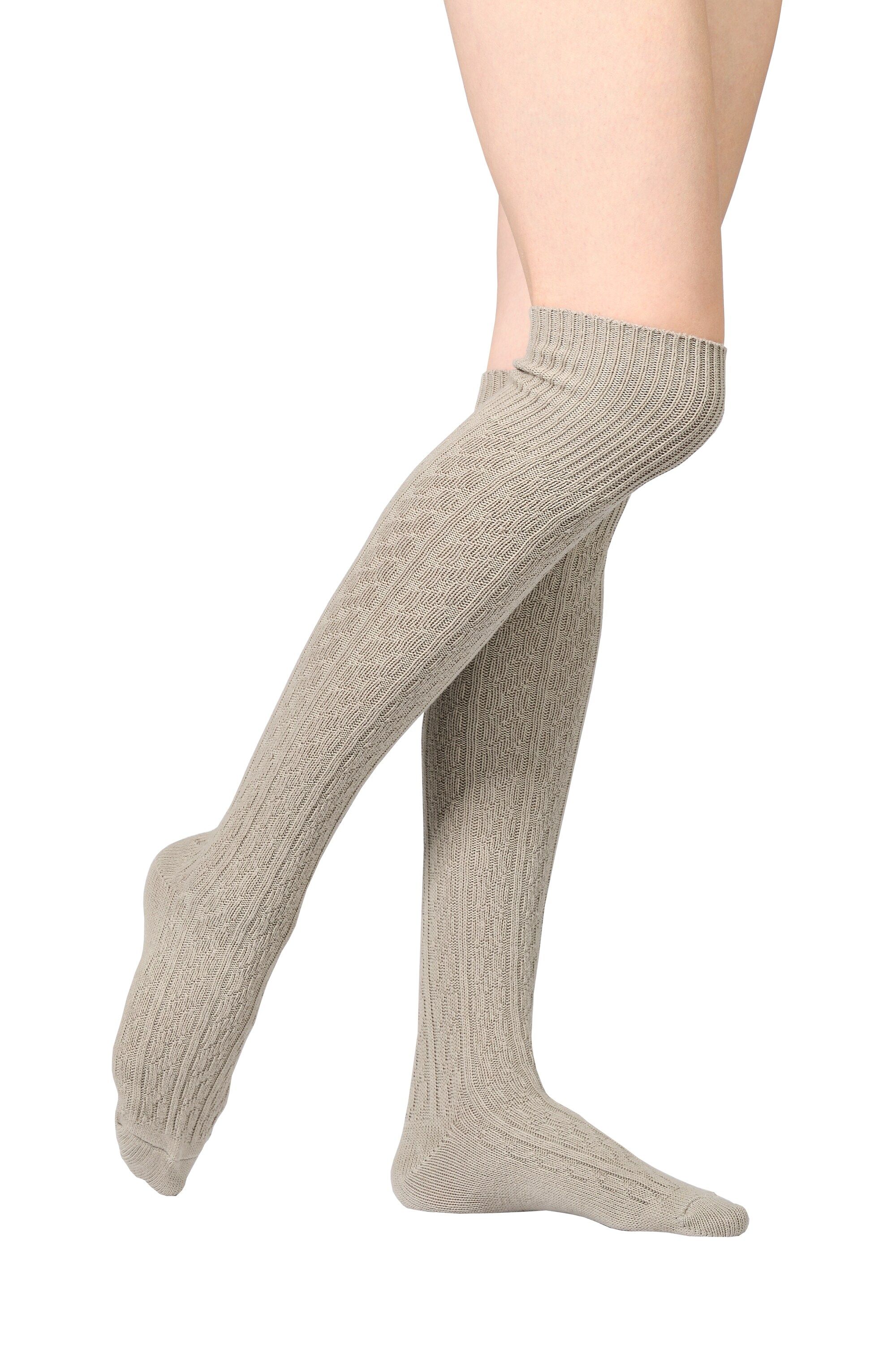 Vincent Creation® Stiefel Kniestrümpfe mit Umschlag, Zopfmuster, Grobstrick