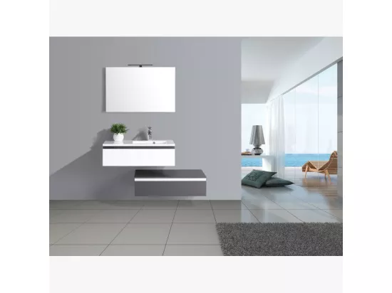 Ensemble de salle de bain 90 cm gris et blanc Aquamare