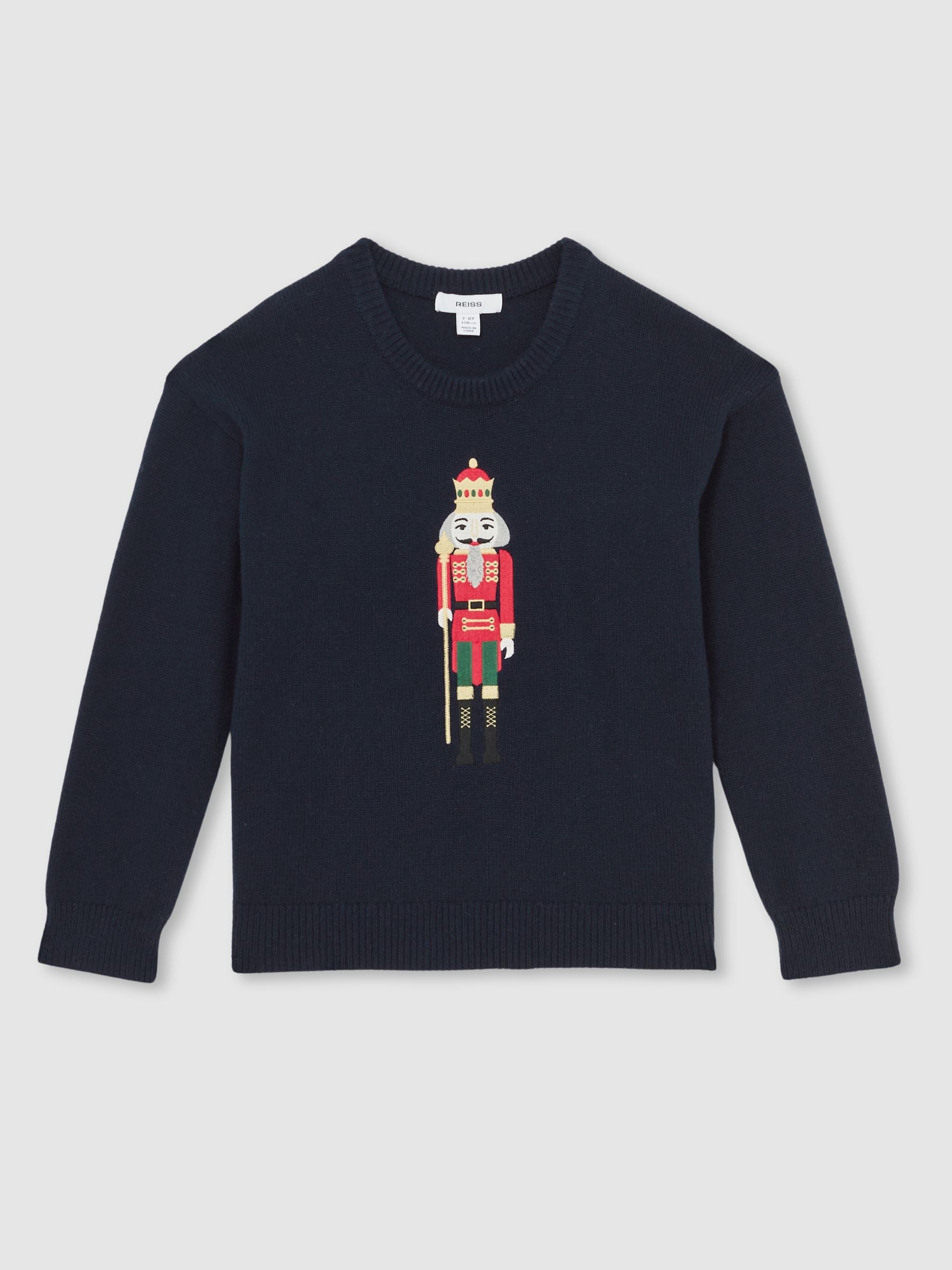 Donkerblauw - Reiss Desmond Wool-Blend Nutcracker Jumper