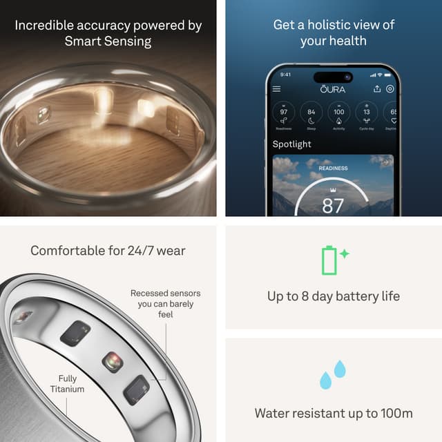 Oura Ring 4 Smart Ring størrelse 4 (børstet sølv)