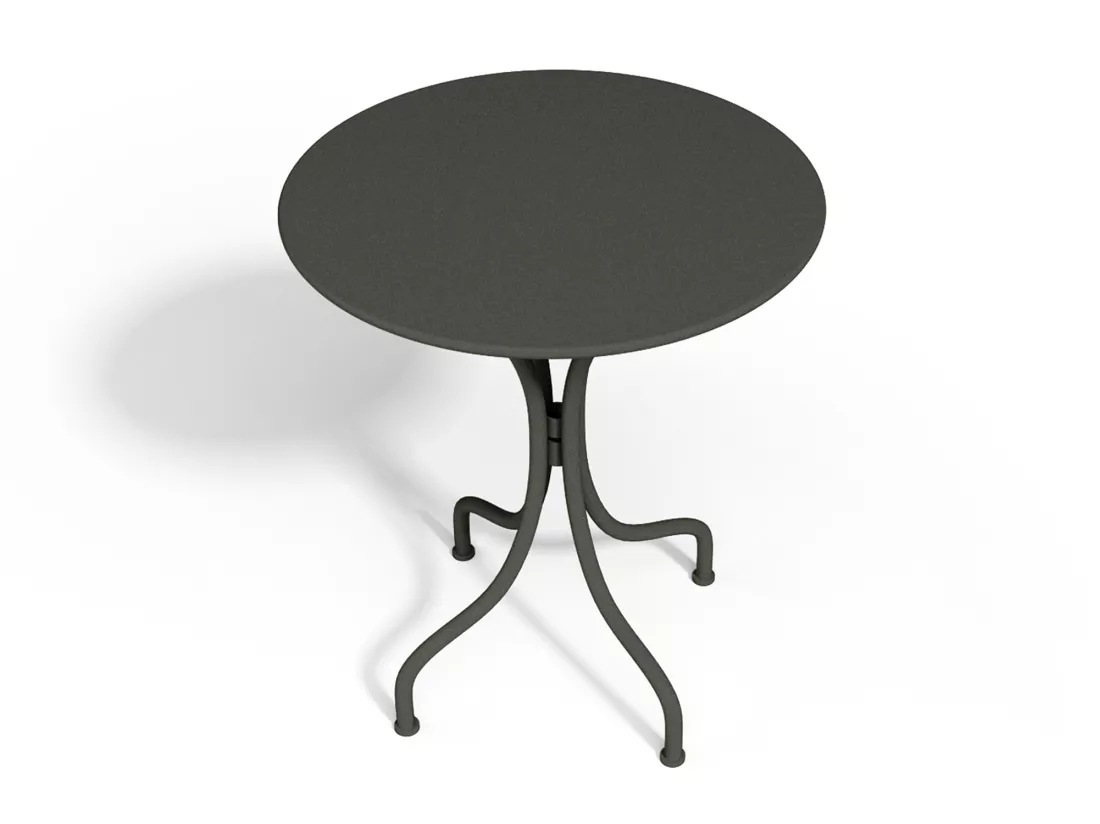 Salle à manger de jardin en métal - une table D.60cm et 2 chaises empilables - Gris anthracite - MIRMANDE de MYLIA