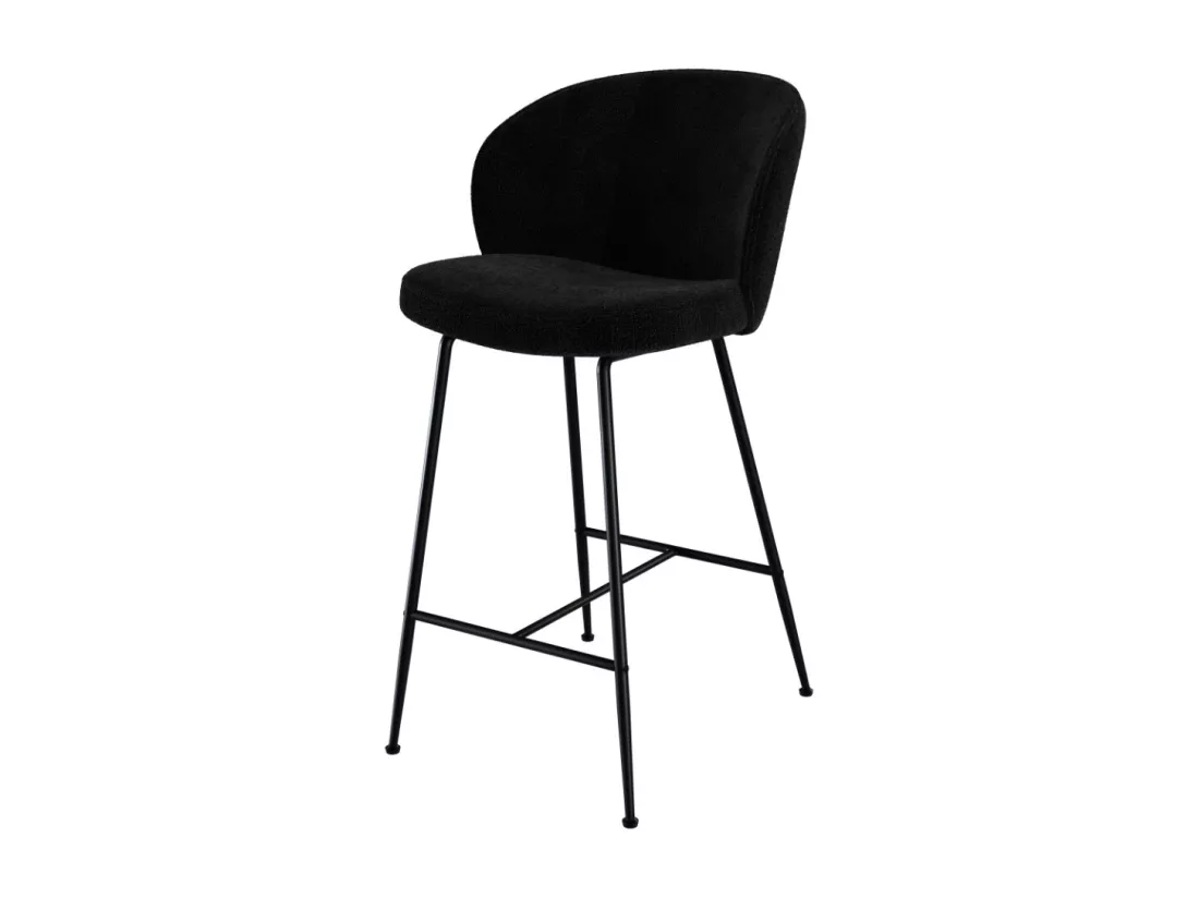 Lot de 2 chaises pour îlot central 66 cm en tissu bouclé noir - Groom