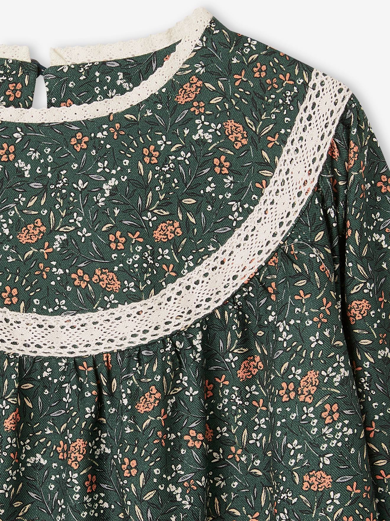 Vestido floral azul escuro para meninas