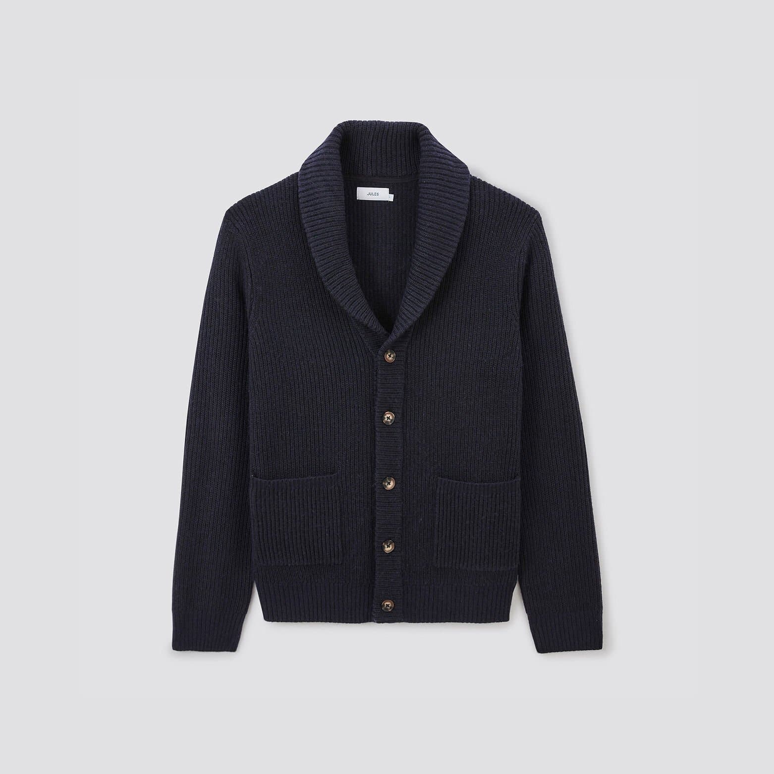 Gilet à col châle boutonné Bleu foncé