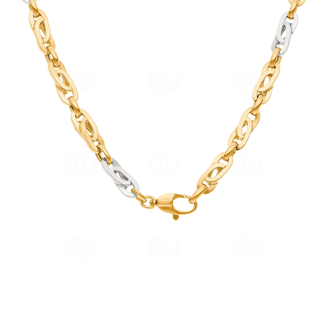 6.0mm Fantasiekette 750/18 K Gelb-/ Weissgold halbmassiv