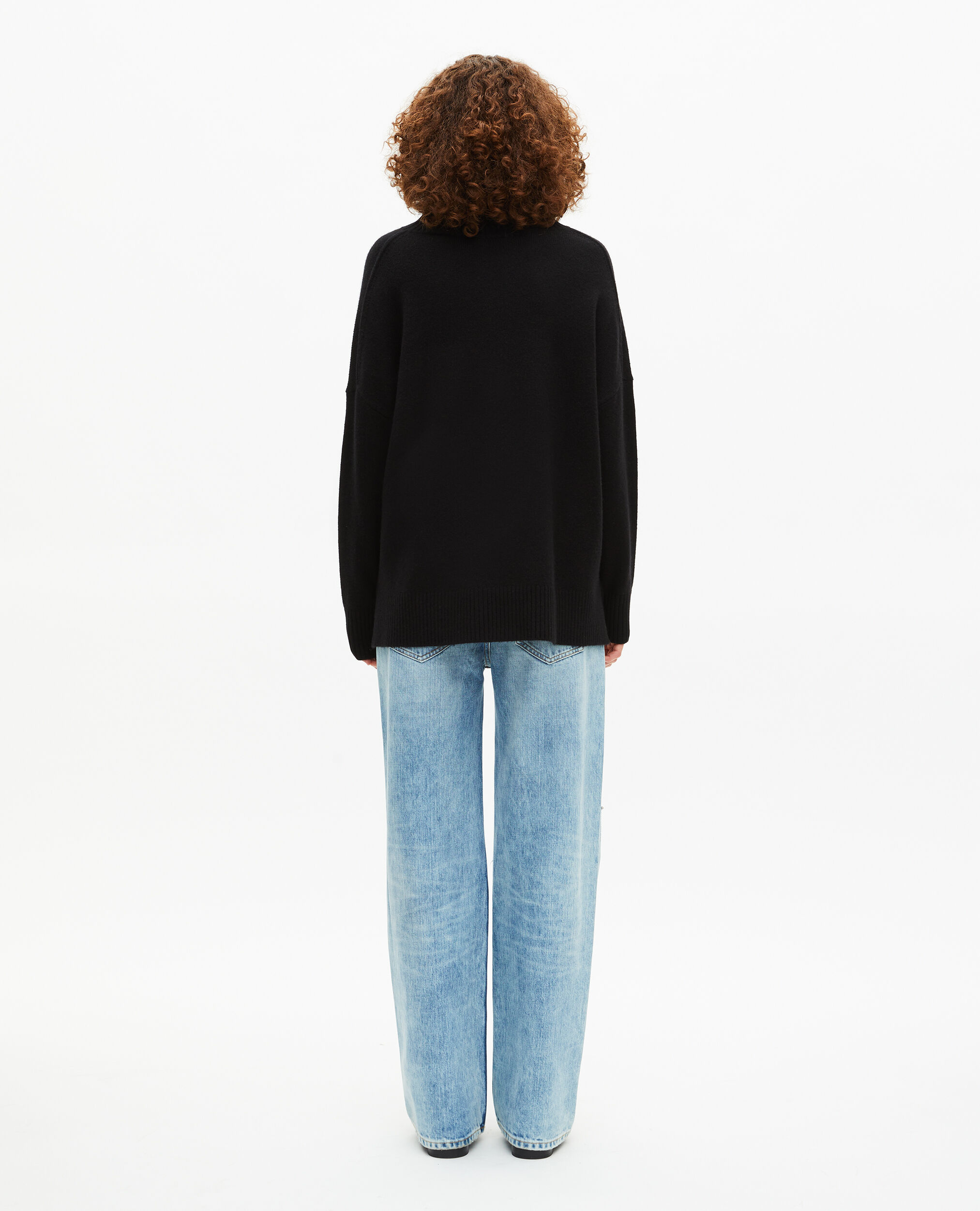 Pull col montant en cachemire noir