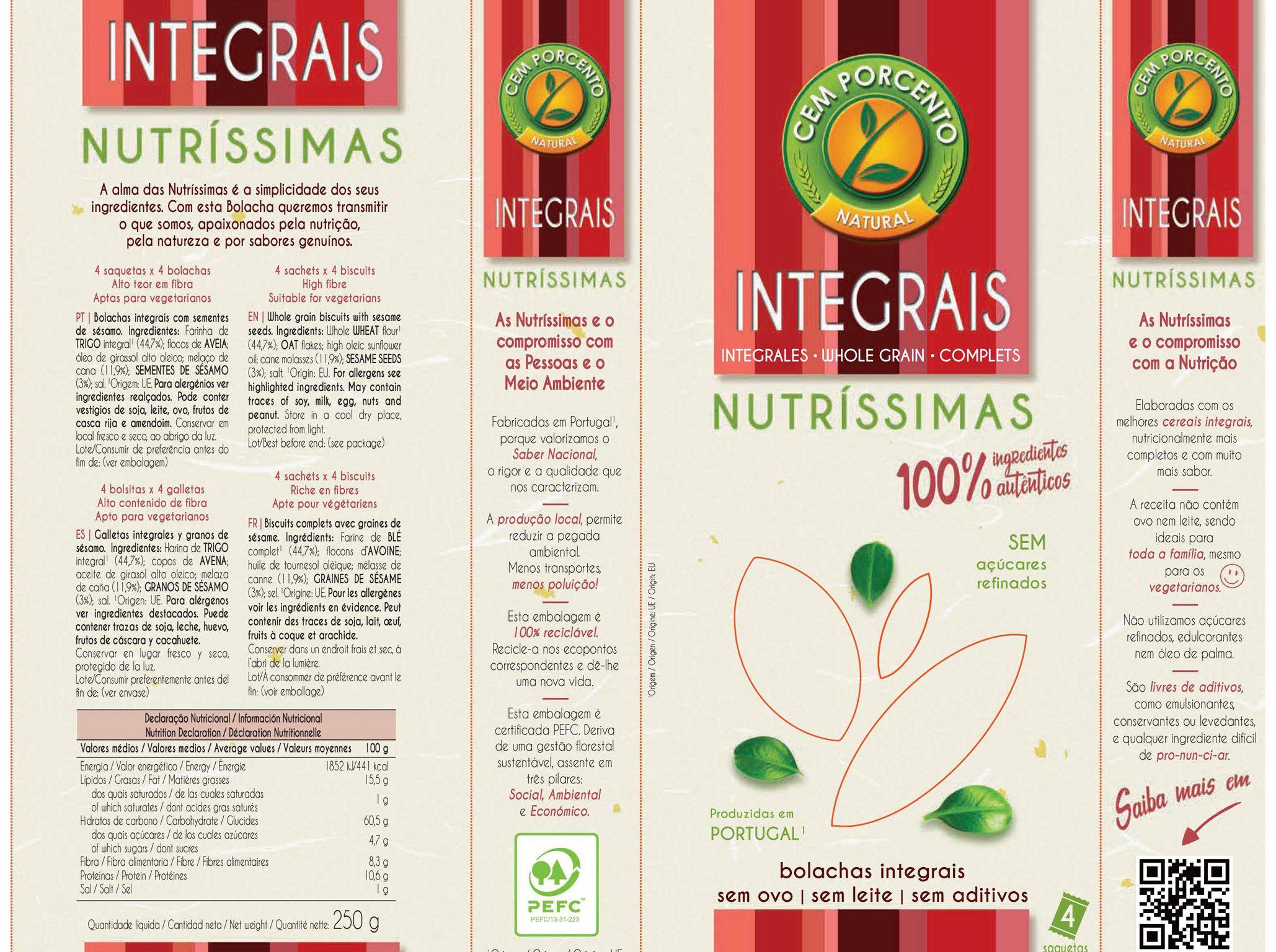 BOLACHA CEM PORCENTO NUTRÍSSIMAS INTEGRAL TRADICIONAIS 250G