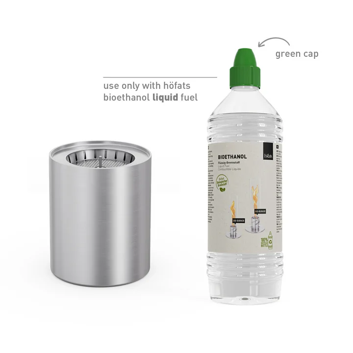 höfats - Spin Bio-Burner 900 mit Eco-Ring und Löschdeckel, silber