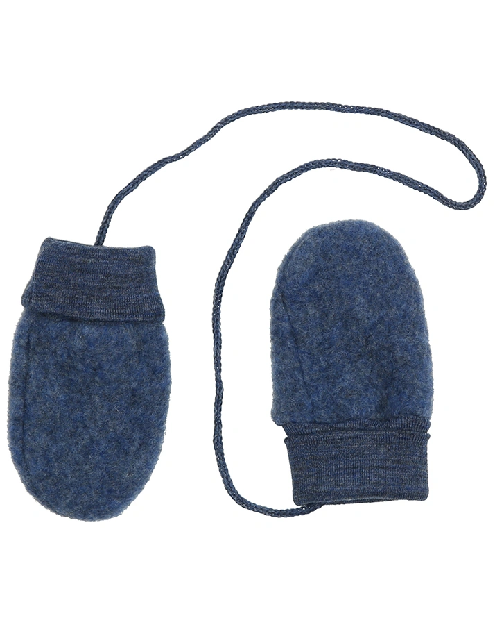Wollfleece-Fäustlinge BABY in blau melange