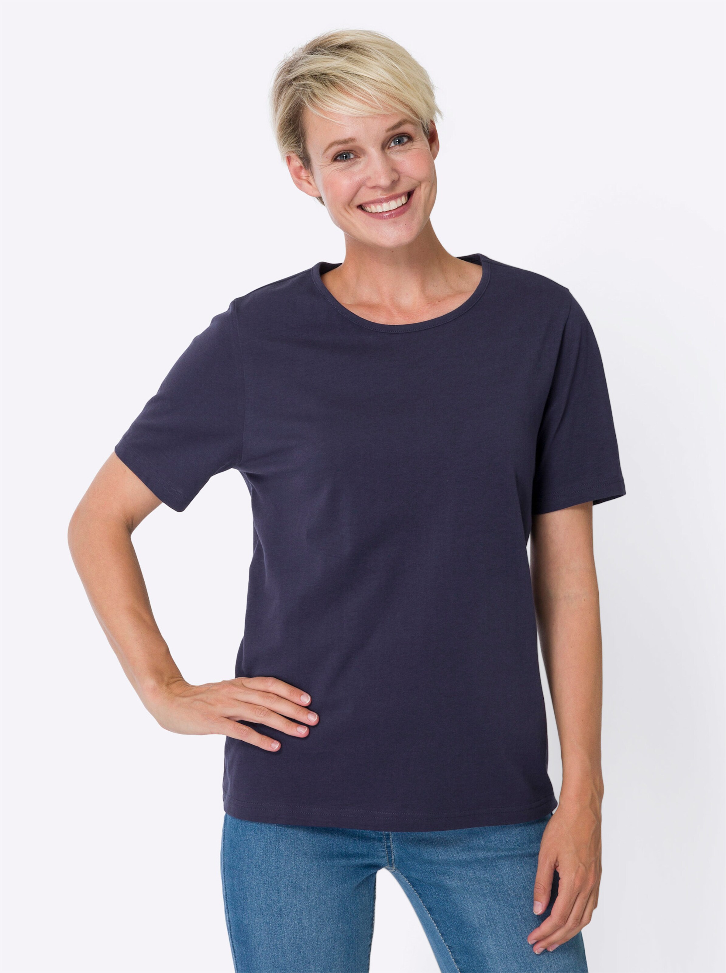 Doppelpack Shirts in himmelblau-flamingo-bedruckt + nachtblau