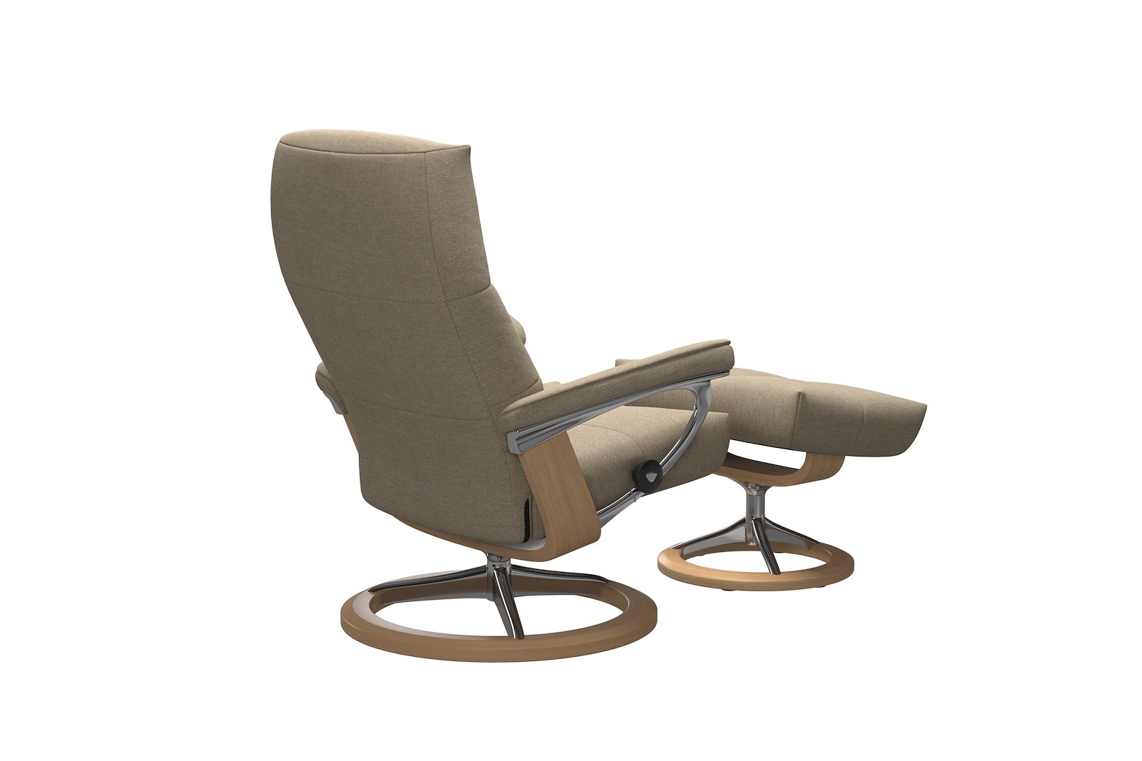 David lenestol med krakk Tekstil Peony Beige - Signature Chrome - Eik