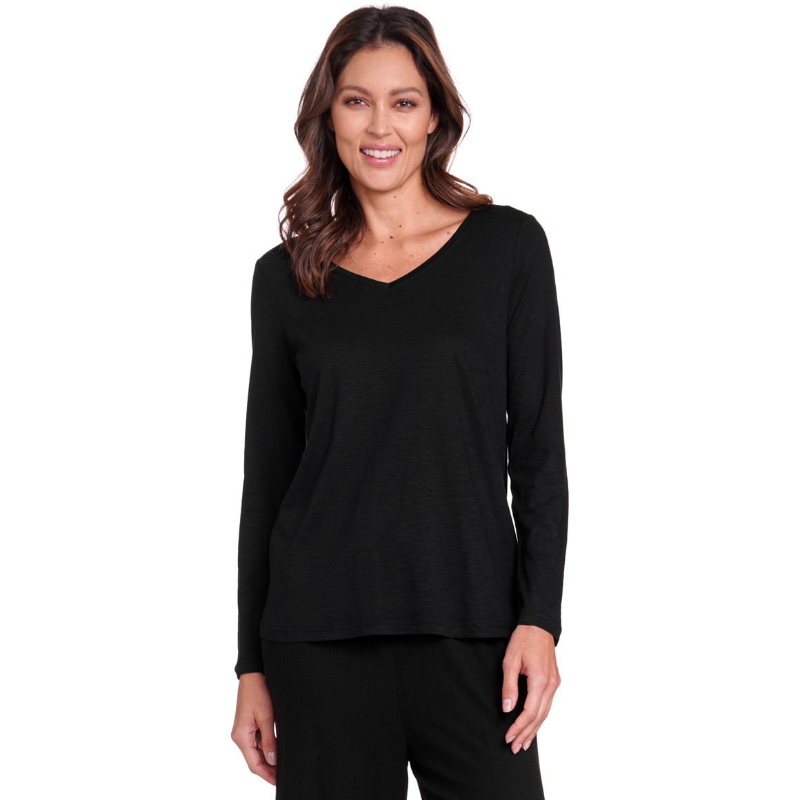 Gina Benotti Damen Langarmshirt aus Flammgarn schwarz
