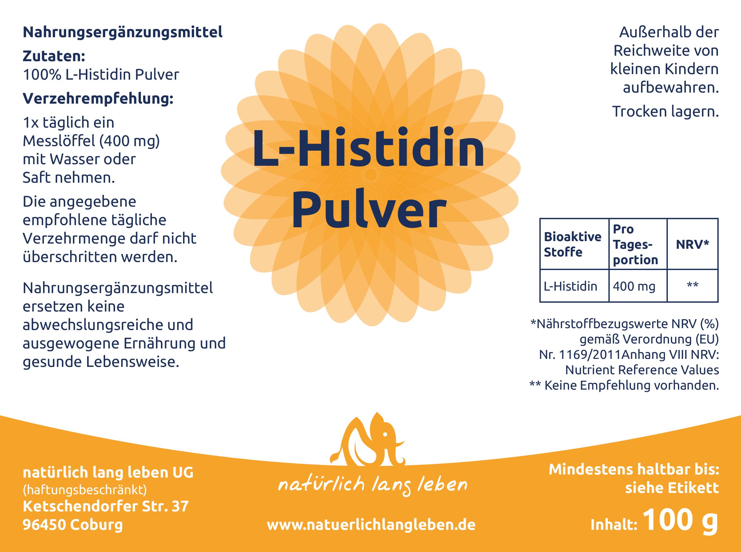natürlich lang leben L-Histidin Pulver
