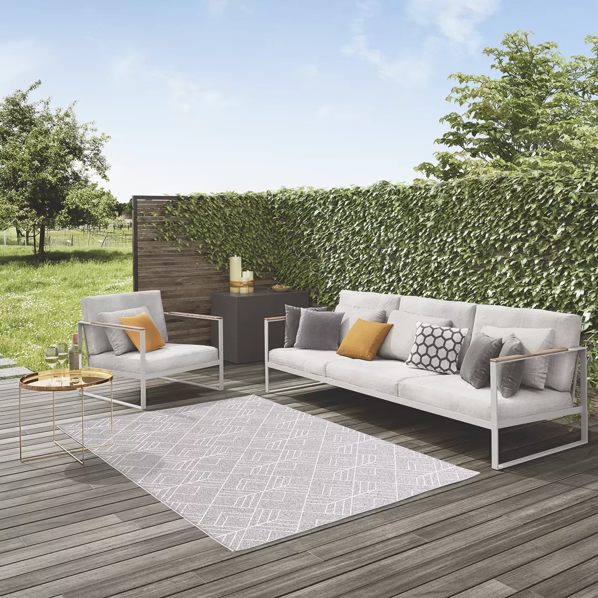 Teppich Patio Flatweave Grau