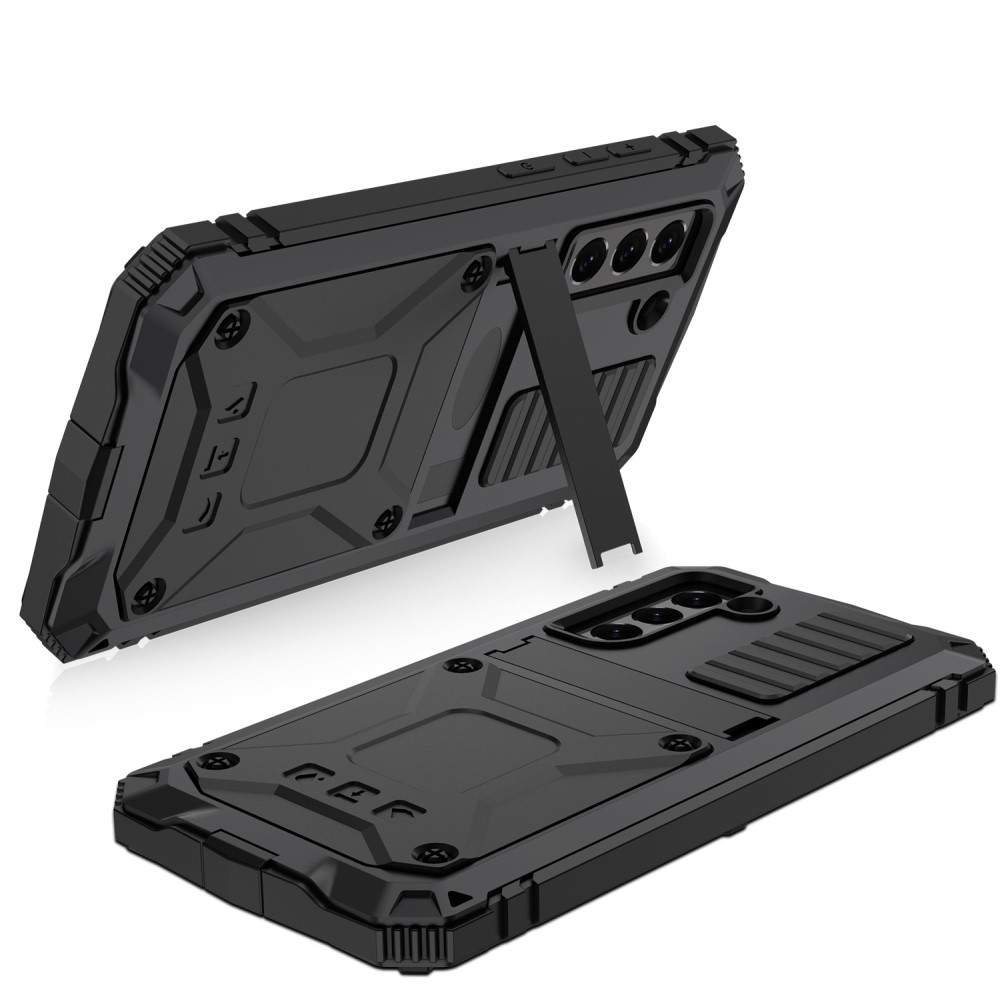 Samsung Galaxy S21 FE 5G Spritzwasserfeste Hybrid Silikon Metall Outdoor Case Hülle   Panzerfolie - Schwarz