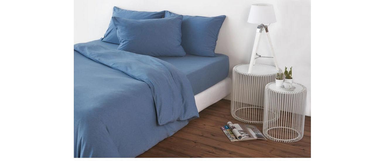 Bettwäschegarnitur Jersey 160 x 210 cm + 65 x 100 cm, BlauBettwäsche-Set