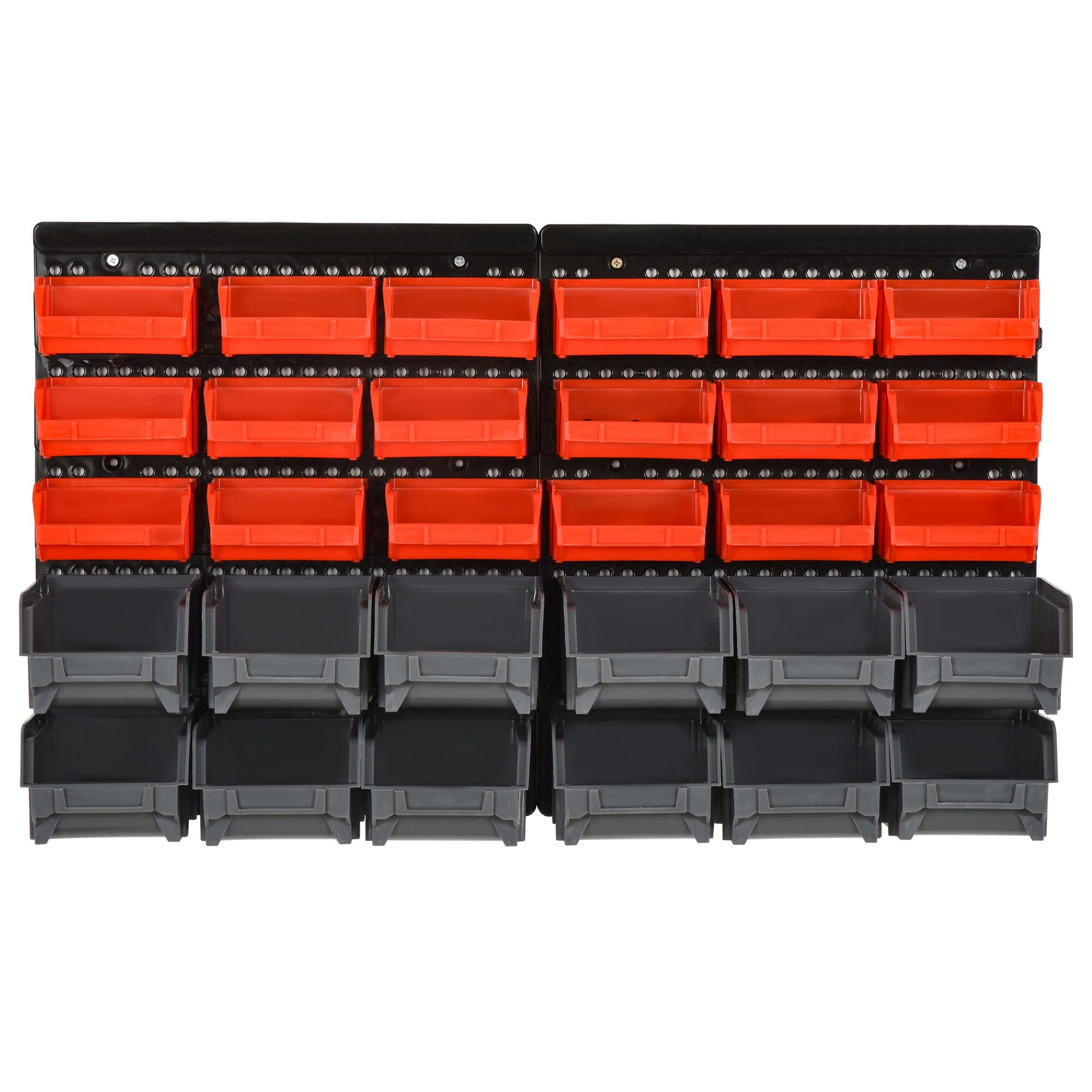 DURHAND Lagersystem mit 30 Boxen schwarz, grau, rot 37,5L x 18B x 63H cm