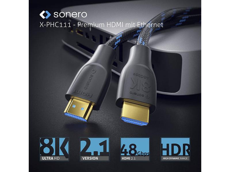 sonero Kabel Ultra High Speed HDMI 2.1 8K HDMI - HDMI, 0.5 Hochwertiges HDMI Kabel