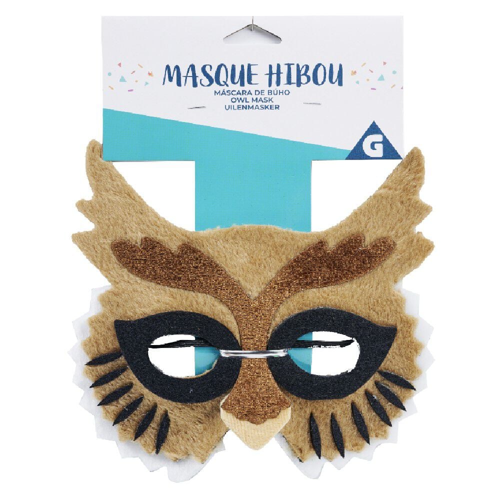 Masque Hibou marron noir et blanc