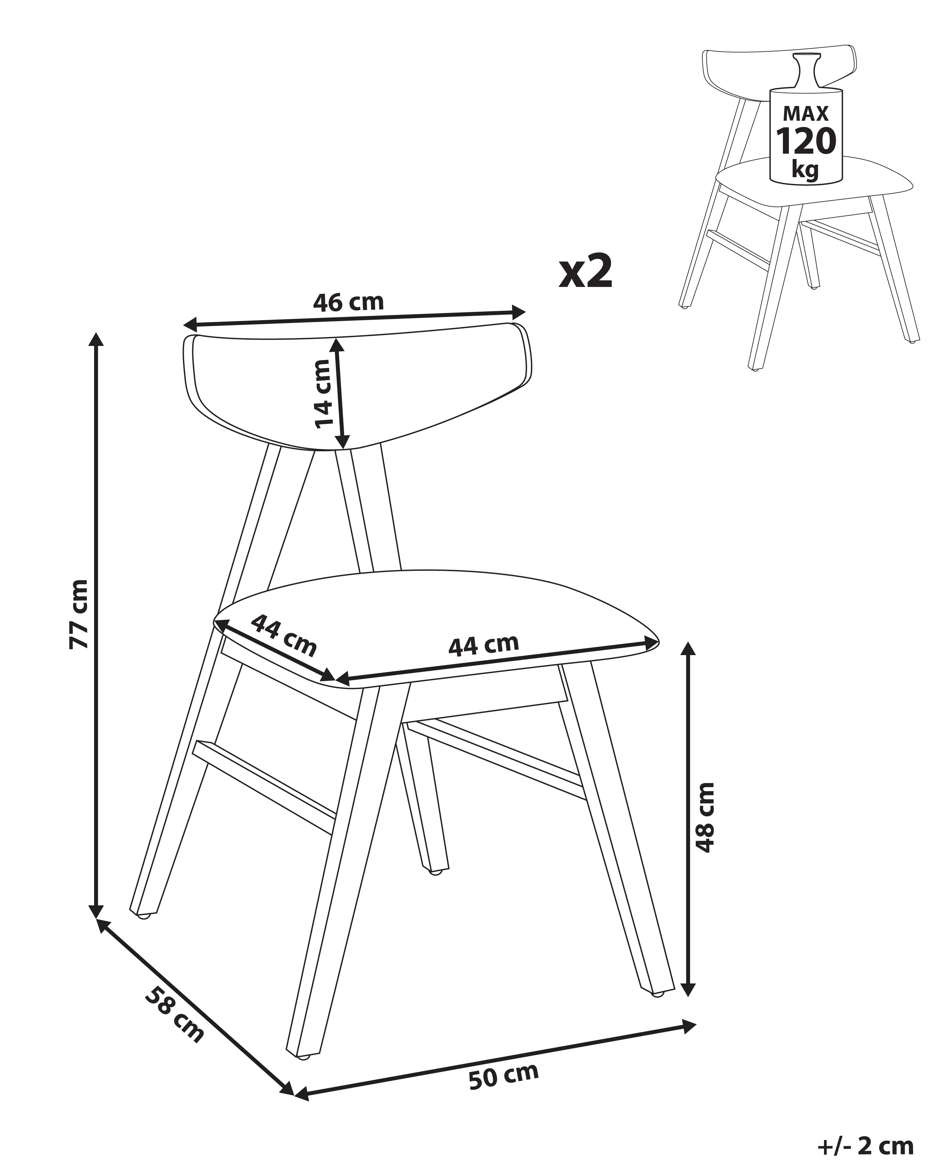 Set van 2 eetkamerstoelen LACOTA Hout Lichtbruin/grijs