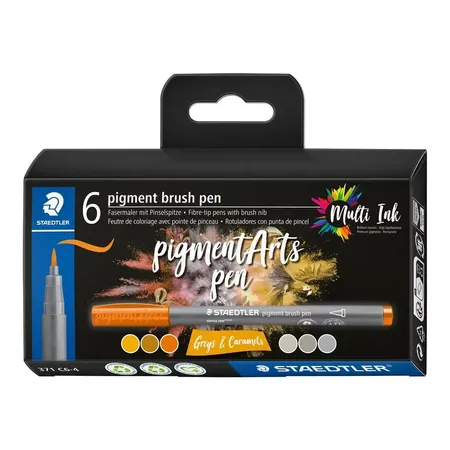 STAEDTLER® pigment brush pen 371 - Greys & Caramels, 6-teilig