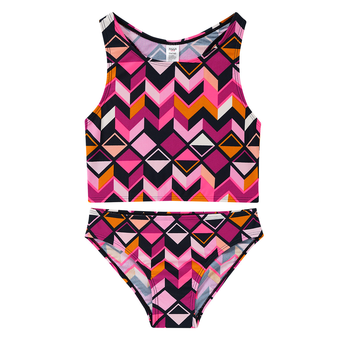 Yigga Mädchen Bikini mit grafischer Musterung pink / lila / schwarz