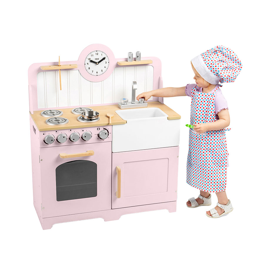 Tidlo Houten Speelkeuken Landelijk Roze, 7dlg.
