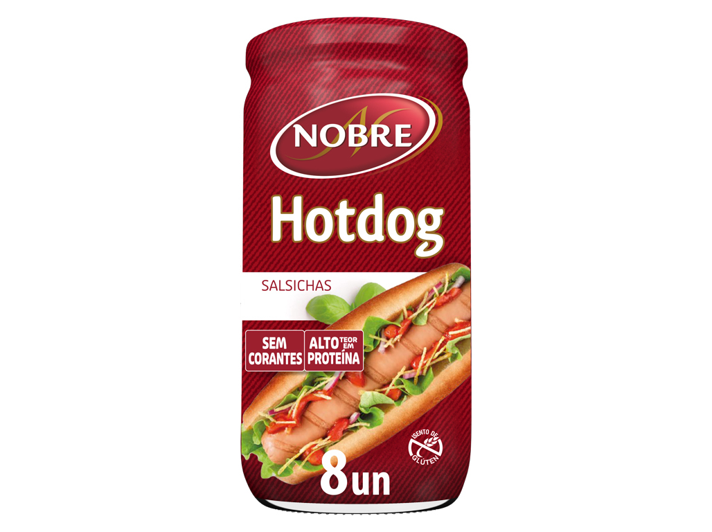 SALSICHAS NOBRE HOT DOG FRASCO 8UN 650(420)G